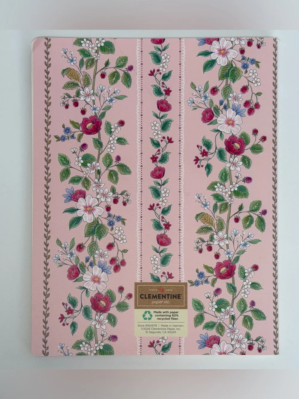 2026-2027 Clementine Paper inc. 17-month Large Size Planner (Pink/Florals)
